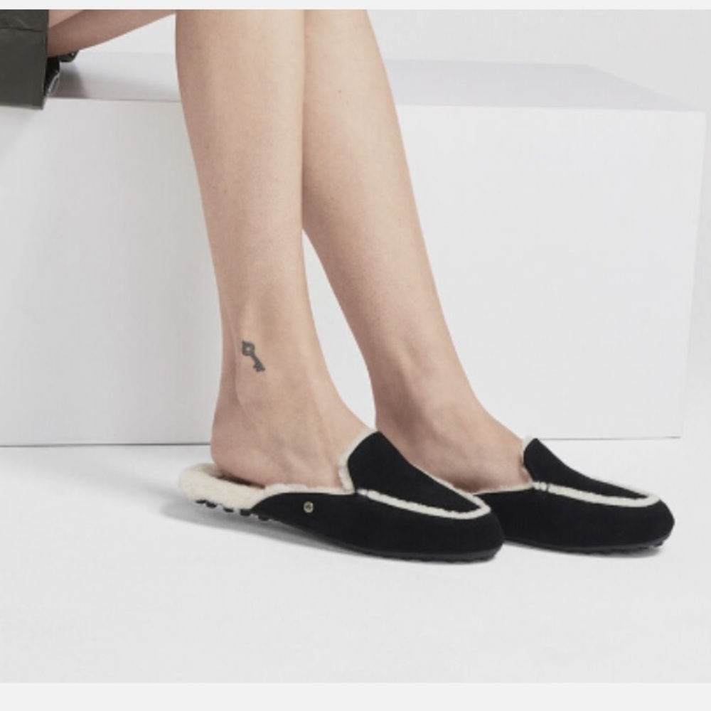 UGG Women's Lane Black Suede Mule Slippers